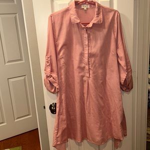 Umgee salmon colored loose linen and cotton dress medium